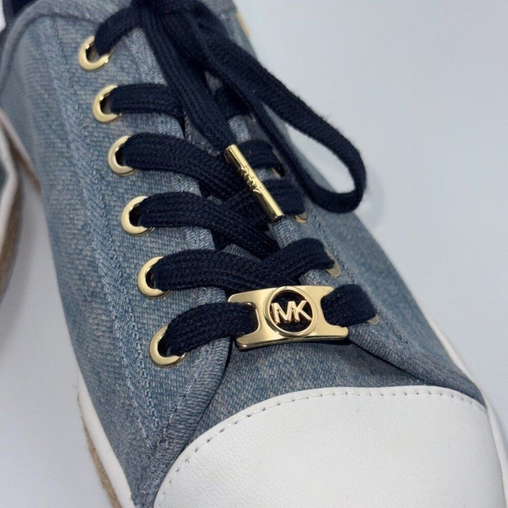 Michael Kors Kristy Slide Washed Denim Lace-Up Sneakers Womens 8.5 Pristine - Picture 9 of 12